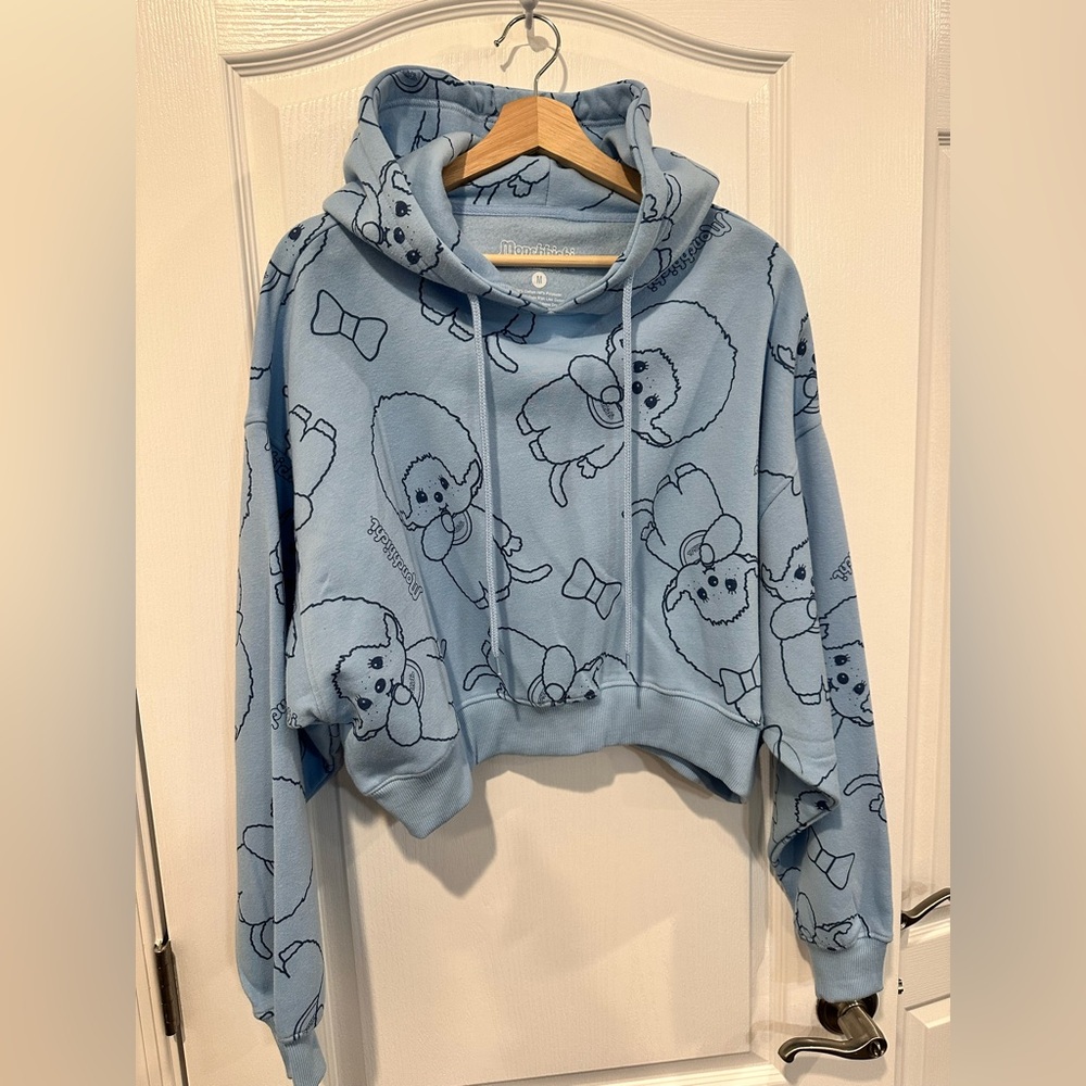 New Monchhichi Women’s Youth Cropped Hoodie Blue Size Medium
